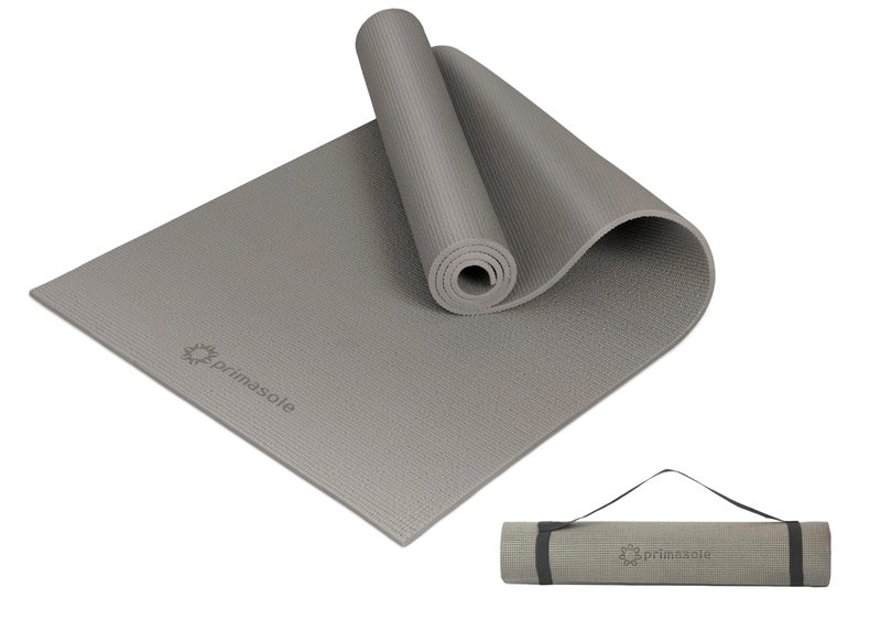 Primasole Yoga Mat with Carry Strap for Yoga Pilates Fitness and Floor Workout at Home and Gym 1/4 thick (Earth Brown Gray Color) PSS91NH004A - Image 1